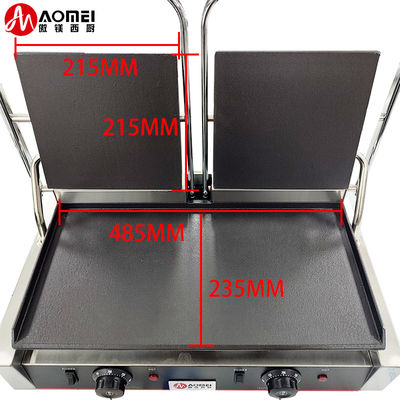 Grelha elétrica de contato durável para fazer sanduíches em grelhas de aço inoxidável de mesa