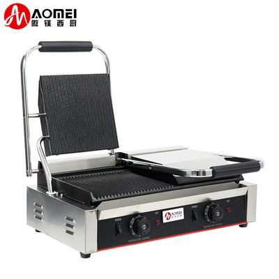 Grelha Elétrica Torradeira de aço inoxidável Grelha de contato Panini Press Grill Comercial