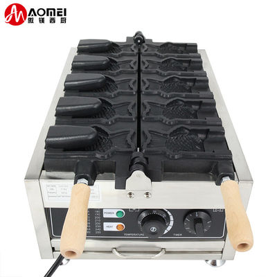 220v Elétrico 5 peças boca aberta de peixe forma Waffle Maker Taiyaki máquina 375 * 700 * 290