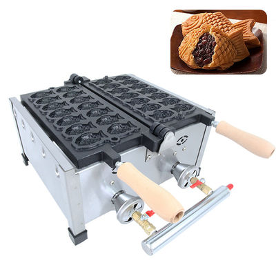 8.15 KG Não pegajoso 14pcs Pequeno peixe em forma de Waffle Maker Aço inoxidável Taiyaki máquina de gás