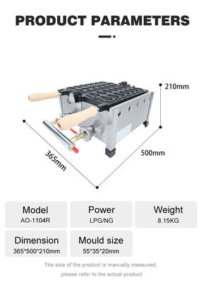 Taiyaki Tipo de gás Mini Fish Waffle Maker em 410x360x210mm para Taiyaki japonês Snack Food