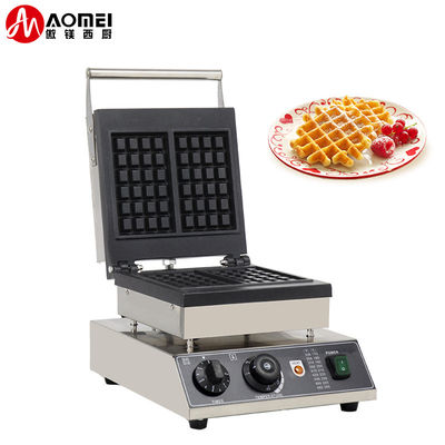 Máquina de fazer waffles ao ar livre com forma quadrada antiaderente e fonte de alimentação elétrica