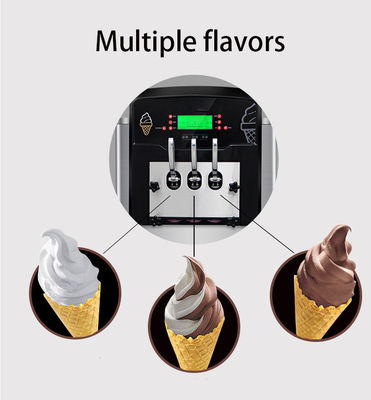 Máquina de sorvetes comercial de 3 sabores com capacidade de 36-42 L/h
