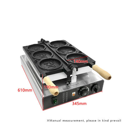Máquina de aquecimento uniforme de forma redonda de waffle para equipamento de lanches de varejo 345x610x190mm