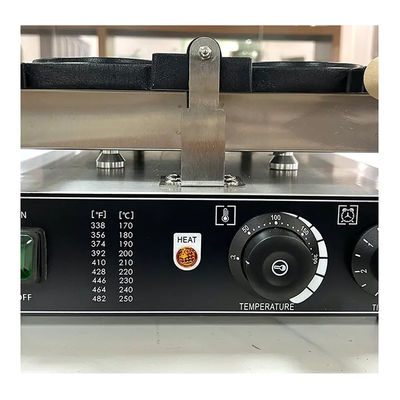 Máquina de aquecimento uniforme de forma redonda de waffle para equipamento de lanches de varejo 345x610x190mm