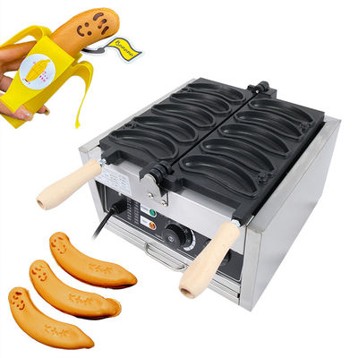 Voltagem 220V/110V Fabricantes de Waffle Forma de banana 1800W Máquina de Waffle Elétrica 10PCS