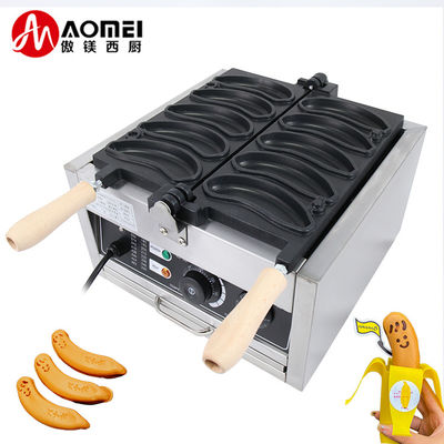 Voltagem 220V/110V Fabricantes de Waffle Forma de banana 1800W Máquina de Waffle Elétrica 10PCS