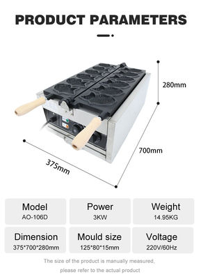 68x40x43.5 cm Bungeoppang Waffle Maker 6 Taiyaki Waffles Packing Tamanho 67*43*33 cm