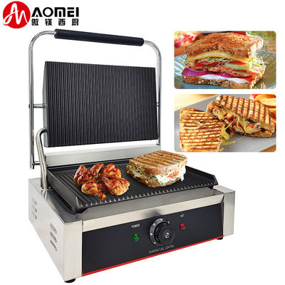 Ferro fundido de aço inoxidável Sandwich Panini Grill de contato fabricante colector de óleo desmontável