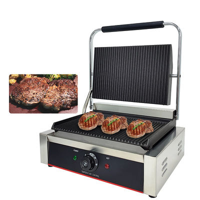 220V Commercial Elétrico Ferro Fundido de Contato Sandwich Panini Press Maker Grill Griddle Machine