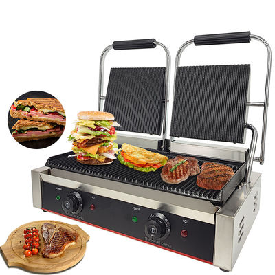 Grelha elétrica de contacto Panini sem aderência para cozinhar em restaurantes e hotéis