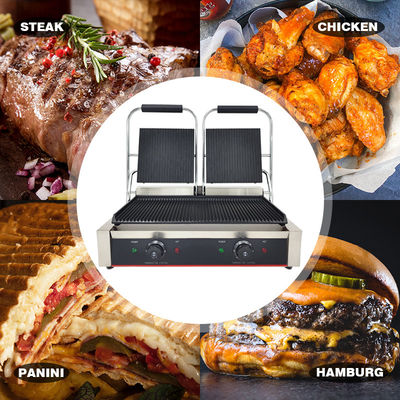 Grelha de contacto de ferro fundido eléctrico Sanduíche e máquina de carne de bovino Equipamento alimentar comercial
