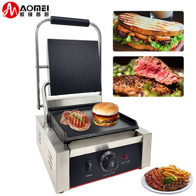 Grelha elétrica comercial Grill de contacto Panini portátil 305*340*190mm 10,8kg