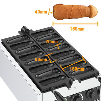 Commercial não pegajoso 8 Pcs Eletrônico Penis Waffle Maker com faixa de temperatura de 50-300C