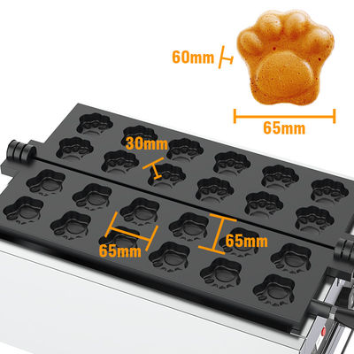 Máquina de assar muffins de patas de urso de 3000W com forma de patas de gato Voltagem 220v Cartoon Waffle