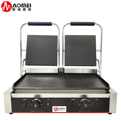 Ferro fundido de aço inoxidável Panini Grill de contato para restaurante padaria lanche 220v