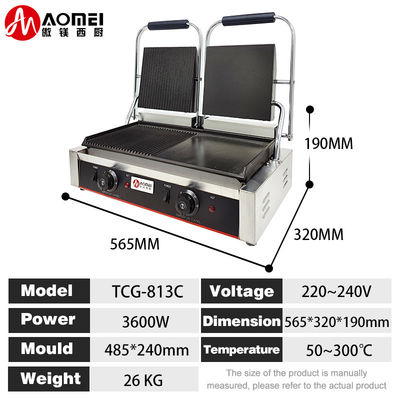 Máquina de Grelhar de Ferro Fundido Elétrico de Contato Sandwich Panini Press Maker Grill Griddle