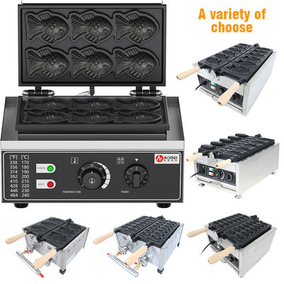 Mini Fish Taiyaki Maker Elétrico Aço inoxidável 6 Peixe em forma de Waffle Baker Machine