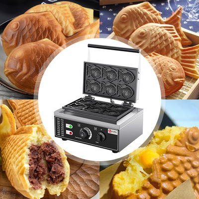 Mini Fish Taiyaki Maker Elétrico Aço inoxidável 6 Peixe em forma de Waffle Baker Machine