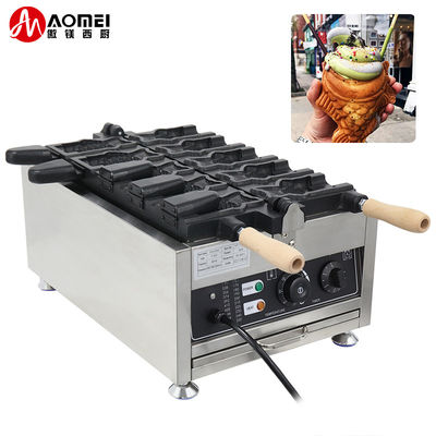Máquina Taiyaki Elétrica de Aço Inoxidável com longa vida útil e tamanho 375 * 700 * 290mm