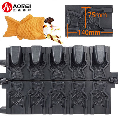 Máquina Taiyaki Elétrica de Aço Inoxidável com longa vida útil e tamanho 375 * 700 * 290mm