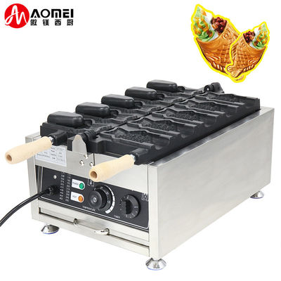 Máquina Taiyaki Elétrica de Aço Inoxidável com longa vida útil e tamanho 375 * 700 * 290mm