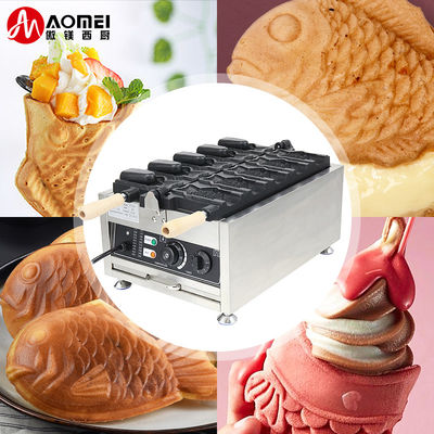 Máquina Taiyaki Elétrica de Aço Inoxidável com longa vida útil e tamanho 375 * 700 * 290mm