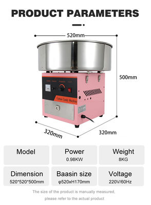 Máquina de aquecimento elétrico de algodão e doces de aço inoxidável