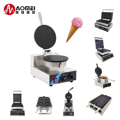 Máquina de fazer waffles elétrica para snack bar Placa antiaderente 250*350*250mm