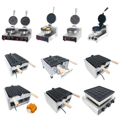 Máquina de fazer waffles elétrica para snack bar Placa antiaderente 250*350*250mm