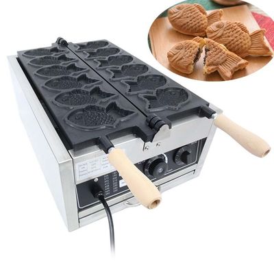 Máquina de fazer waffles elétrica para snack bar Placa antiaderente 250*350*250mm